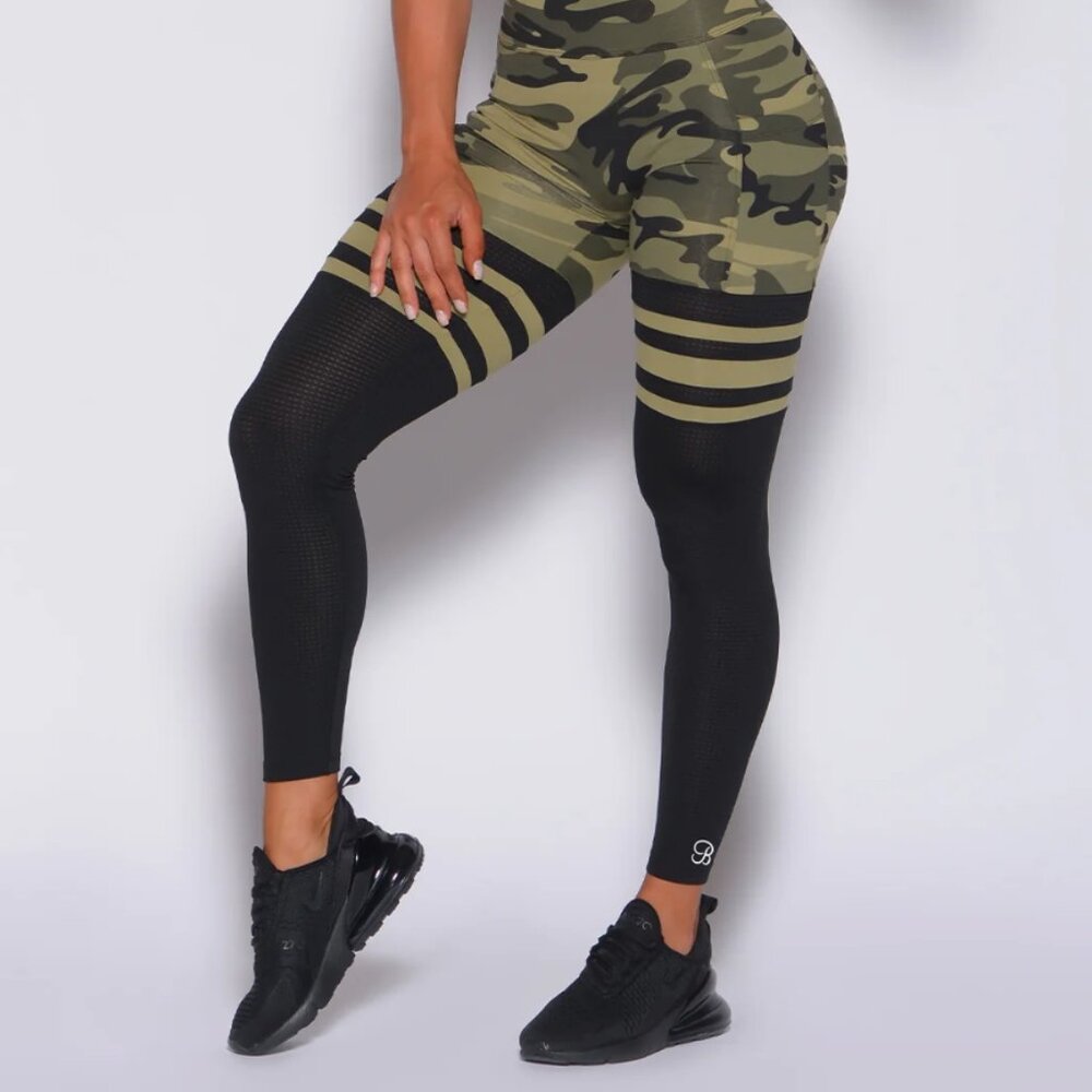 Bombshell Sporswear Scrunch Thigh-Highs Bright Army Camo Size S